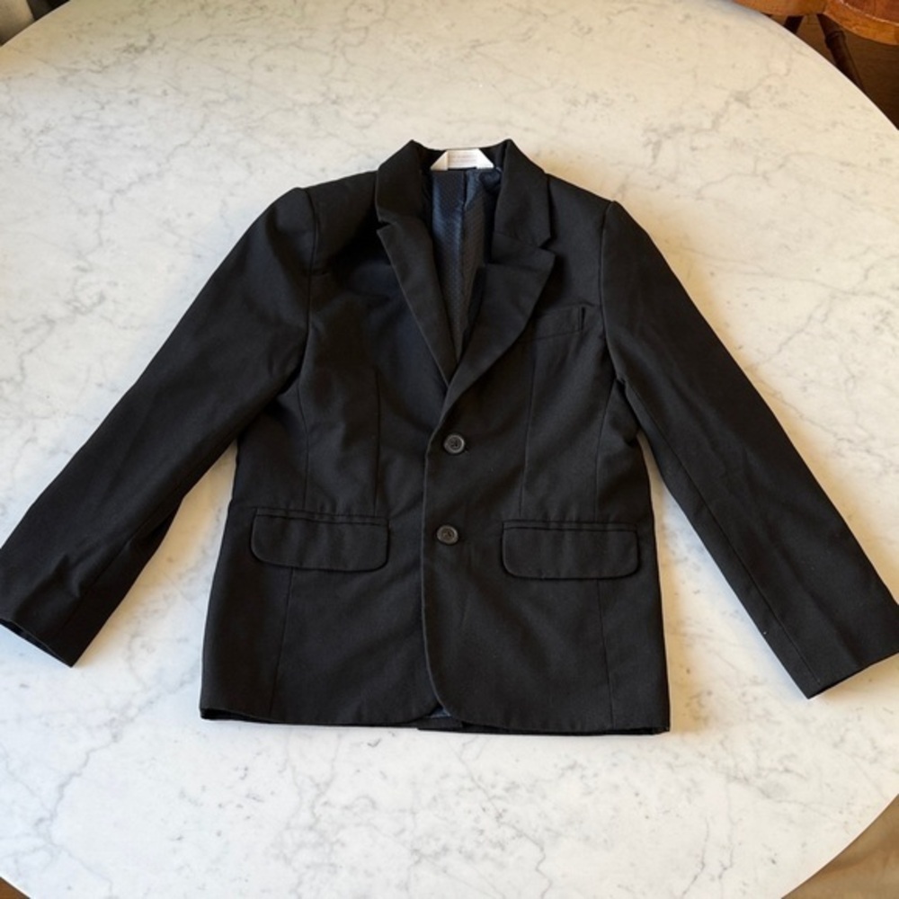 Cat & Jack Boys Black Blazer Size 6 Two Button Suit Jacket Formal Wedding